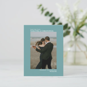 Save The Date Élégant Turquoise photo minimaliste Mariage