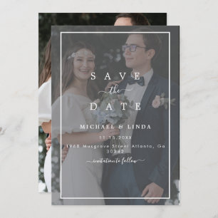 Save The Date Élégant Vellum noir & blanc superposition Mariage