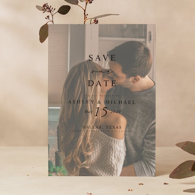 Save The Date Elégant Vellum Overlay Aquarelle 2 Mariage photo (Love wins! Save our wedding date!
)