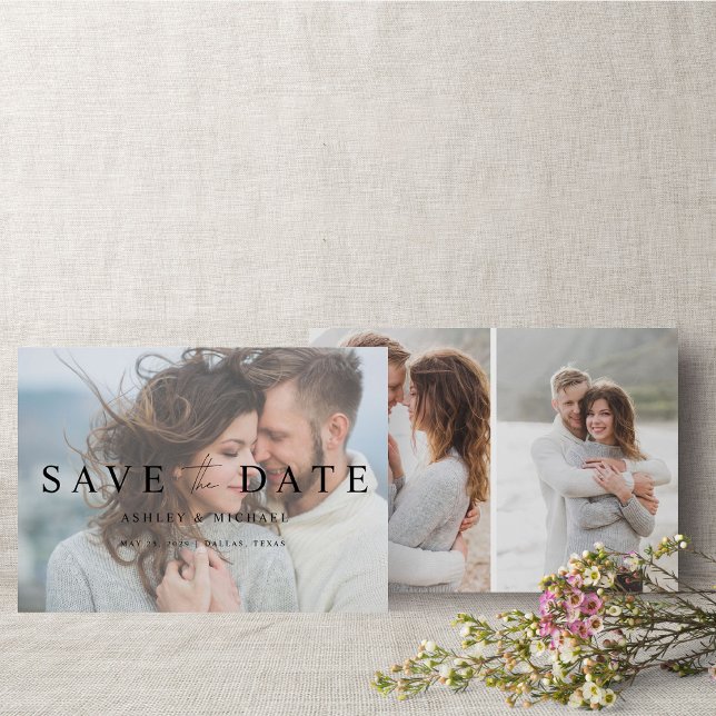Save The Date Elégant Vellum Overlay moderne 3 Fiançailles photo (Créateur téléchargé)