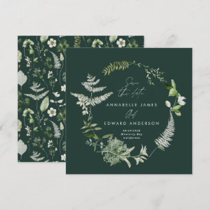 Save The Date Élégant vert mariage de script botanique moderne