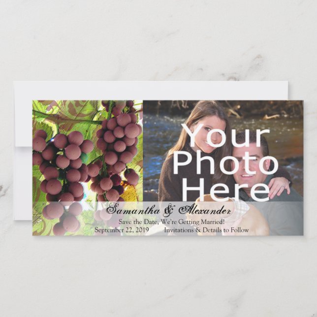 Save The Date Élégant Vignoble Mariage de raisins pourpre/vert (Devant)