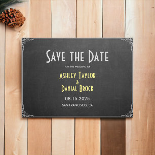 Save The Date Élégant Vintage Retro Chalkboard Script Mariage