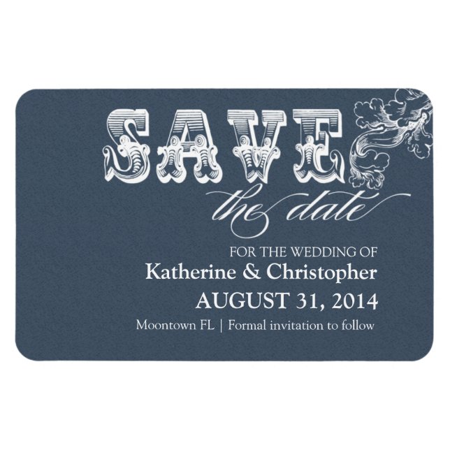 save the date elegant vintage unique magnets (Horizontal)