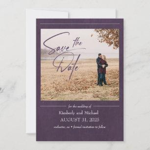 Save The Date Élégant violet d'aubergine moderne Sauvez la date 