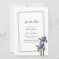Élégant Violet Iris Mariage Enregistrer La Date