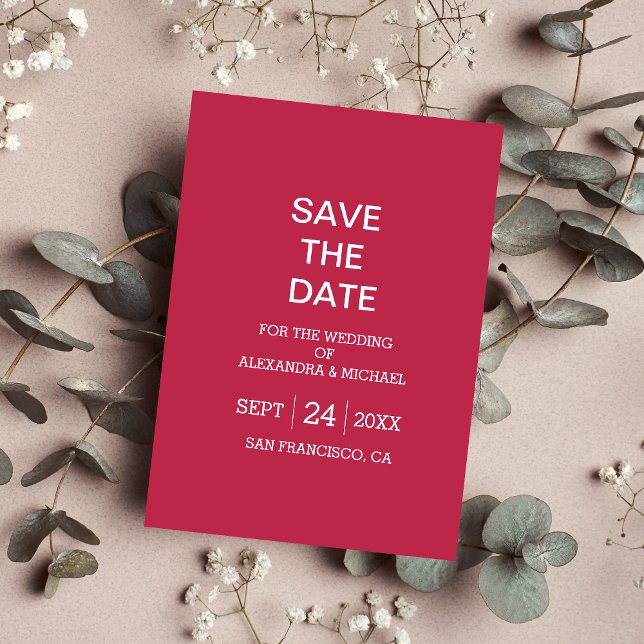 Save The Date Élégant Viva Magenta Script Mariage (Créateur téléchargé)