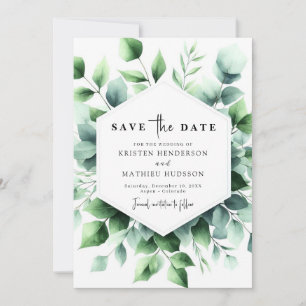 Save The Date Elégant Whimsical Eucalyptus Mariage numérique