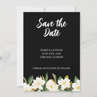 Save The Date Elegant White Magnolia