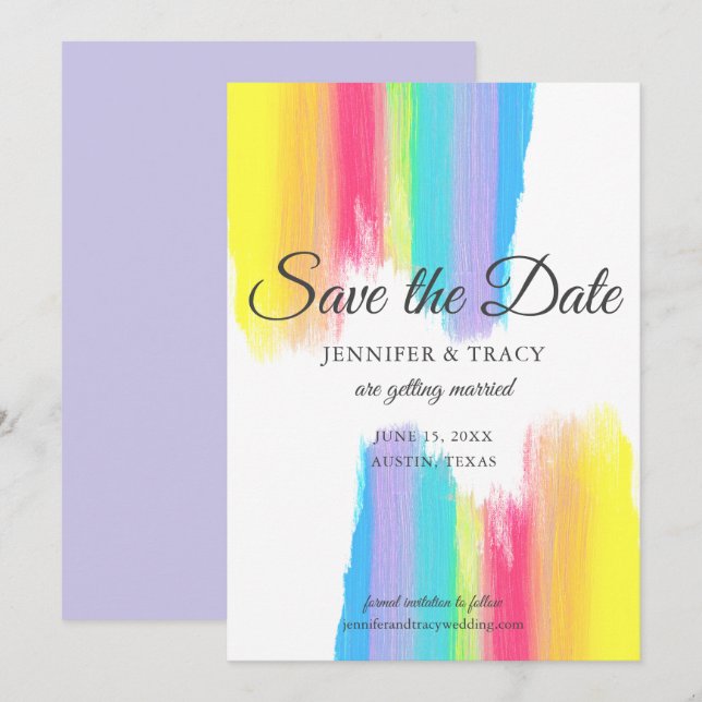 Save The Date Elégante Aquarelle arc-en-ciel Lavendar Mariage LG (Devant / Derrière)