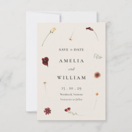 Save The Date Elégante aquarelle automne Fleur sauvage Mariage d