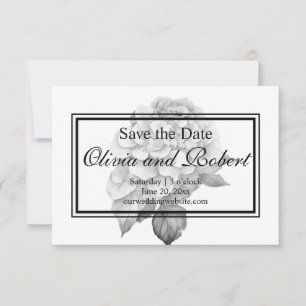 Save The Date Elégante aquarelle blanche gris noir floral