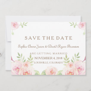 Save The Date Elégante aquarelle Fleurs Mariage ENREGISTRER LA D