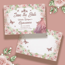 Save The Date Elégante aquarelle Florale Blush Quinceanera rose