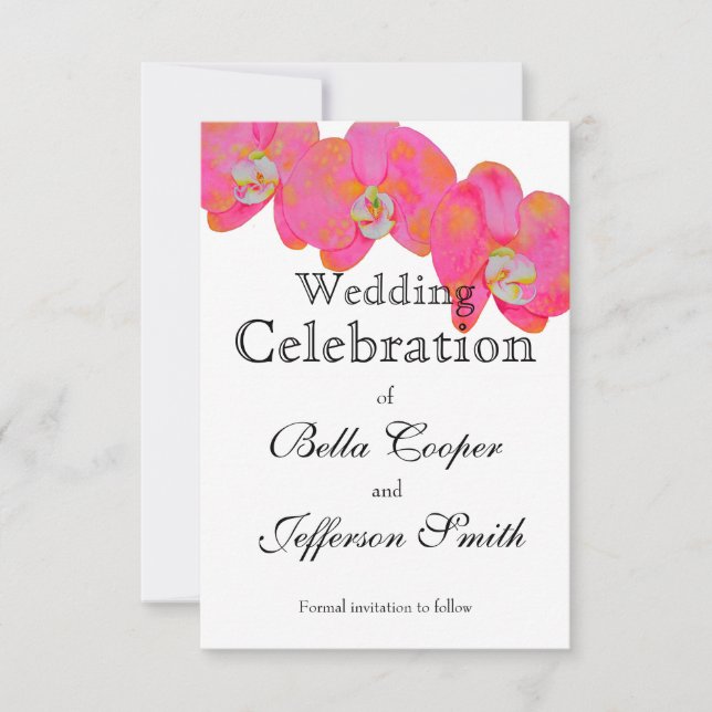 Save The Date élégante aquarelle rose Orchidée peinture florale (Devant)