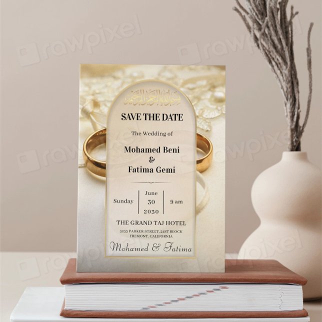 Save The Date Élégante bague or Enregistrer la date (Créateur téléchargé)