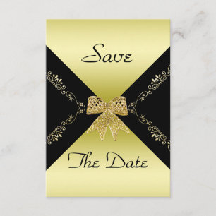 Save The Date Elégante Bow décorative Gold & Black Enregistrer L