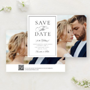 Save The Date Élégante calligraphie 2 Photo QR Code Mariage
