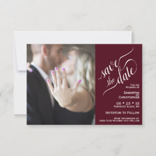 Save The Date Élégante calligraphie Bourgogne 2 Volets Mariage p