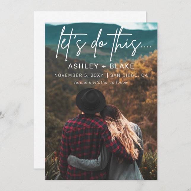 Save The Date Élégante calligraphie manuscrite Enregistrer la da (Devant / Derrière)