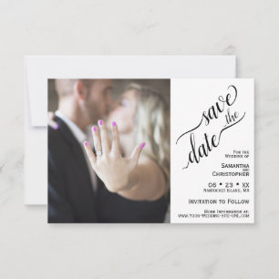 Save The Date Élégante calligraphie Mariage minimaliste blanc