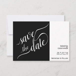 Save The Date Élégante calligraphie minimaliste Mariage noir