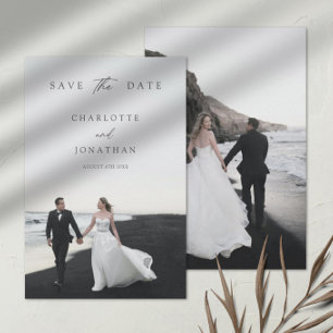 Save The Date Élégante calligraphie moderne 2 Photos Mariage