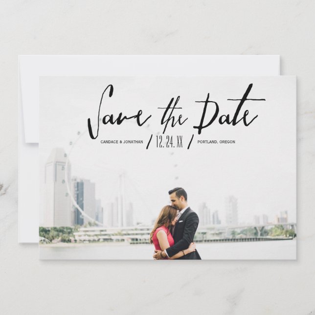Save The Date Élégante Calligraphie moderne Photo Enregistrer la (Devant)