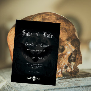 Save The Date Élégante chauves-souris crânienne clair de lune Ma