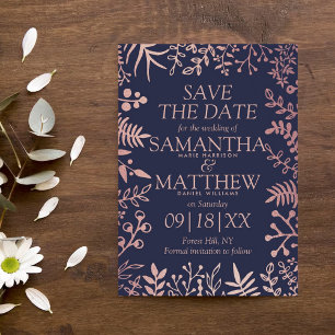 Save The Date Elégante collection de Mariages floraux Roses et m