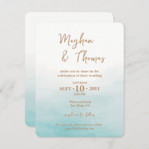 Save The Date Elégante couleur bleu marine Ocean Beach Mariage à