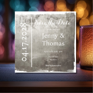 Save The Date Élégante Faites-Part de Mariage Métal Argenté