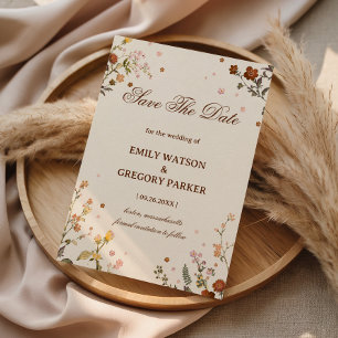 Save The Date Élégante Fleur Sauvage Délicate