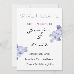 Save The Date Elégante Fleurs de Mariage Plain Moderne Enregistr
