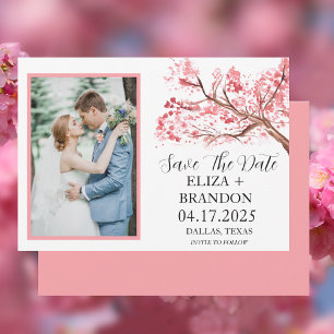 Save The Date Élégante floraison rose cerise