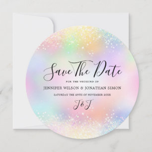 Save The Date Élégante Holographie Éclairage Parties scintillant