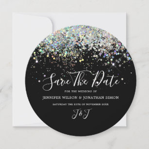 Save The Date Élégante Holographie Parties scintillant brillante