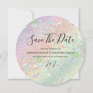 Save The Date Élégante Holographie Parties scintillant étincelan