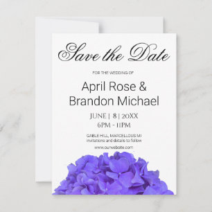 Save The Date Elégante lavande fleurie violette hydrangée lilas