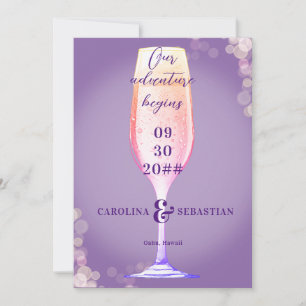 Save The Date Élégante Lavande violette Bubbly Mariage champagne