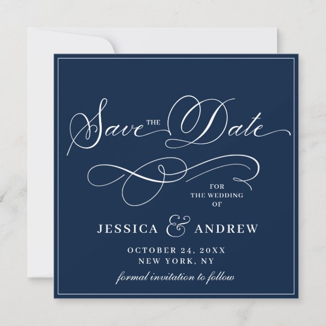 Save The Date Élégante lettre de mariage Enregistrer la date (Devant)