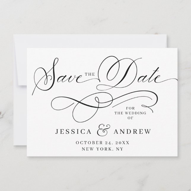 Save The Date Élégante lettre de mariage Enregistrer la date (Devant)