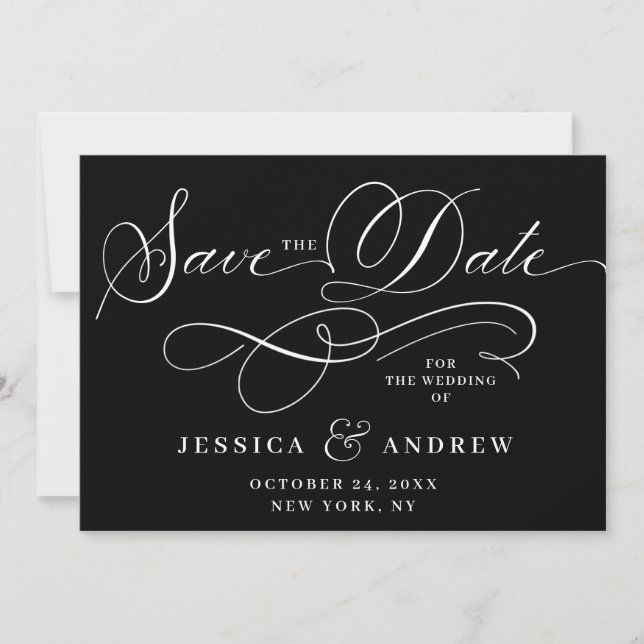 Save The Date Élégante lettre de mariage Enregistrer la date (Devant)