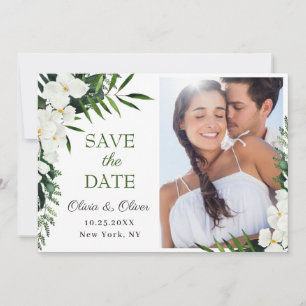 Save The Date Elégante Mariage florale de l'orchidée blanche Boh