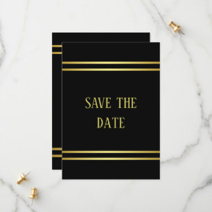 Save The Date Elégante Masculine Or & Noir Anniversaire