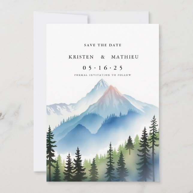 Save The Date Elégante montagne personnalisée (Devant)