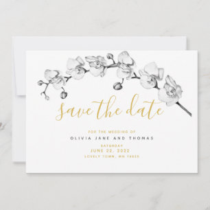 Save The Date Elégante Orchidée Blanche Moderne Boho Mariage élé