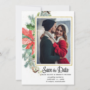 Save The Date Élégante photo florale d'hiver