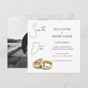 Save The Date Elégante photo minimaliste de bague en or