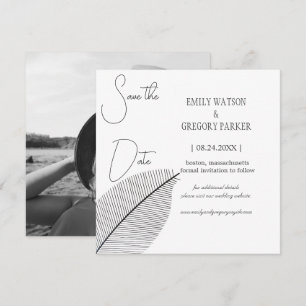 Save The Date Elégante photo minimaliste de feuille abstraite